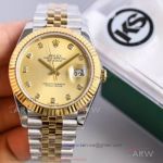 KS Factory Rolex Datejust 41 Yellow Gold Fluted Bezel Champagne Dial 2836 Automatic Watch